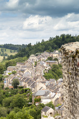 View of village and countryside  from hilltop Castle of Najac in the Aveyron, France