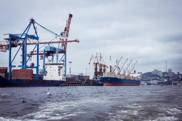 Cargo terminal in the port.