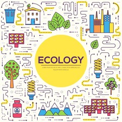 Thin line natural resources modern illustration concept. Infographic way from ecology to clean energy. Icons on isolated white background. Flat vector template design for web and mobile application.