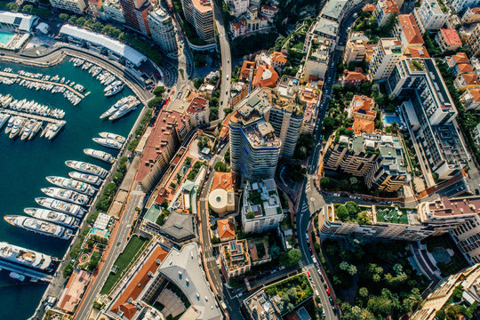 Yachts in port Monaco Monte-Carlo city riviera Drone summer photo