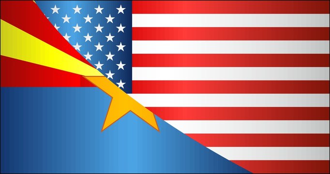 Flag of USA and Arizona state - Illustration, 
Mixed Flags of the USA and Arizona