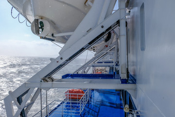 2018 September 24th, Syros ferryboat, Greece. Wind can be extremely strong on the Aegean sea. When is more than 70Km/h also big ferriboats cannot travel.