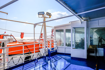 2018 September 24th, Syros ferryboat, Greece. Wind can be extremely strong on the Aegean sea. When is more than 70Km/h also big ferriboats cannot travel.
