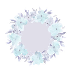 Watercolor flower wreath.