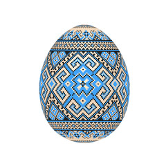 the easter egg with ukrainian cross-stitch ethnic pattern. pysanka ornament. isolated vector.