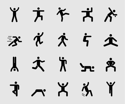 Silhouette icons set for Human exercise 1