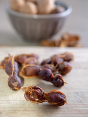 Fruits of tropcal Africal tree tamarind, used in cooking, traditional medicine and metal polish