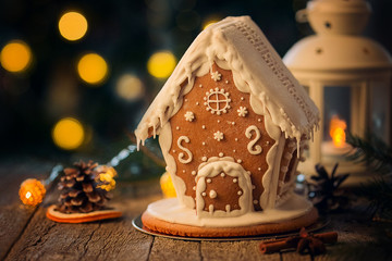 Naklejka premium Christmas gingerbread house.