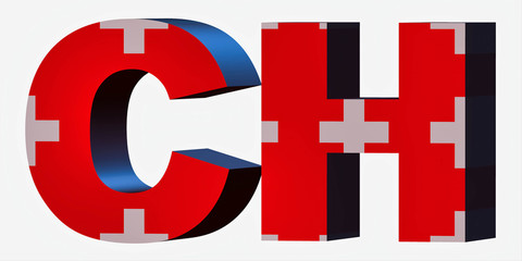 3d Country Short Code Letters - Switzerland