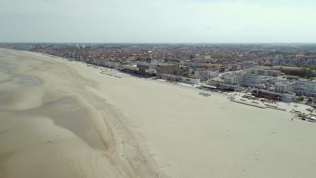 Aerial View of the Beach of Dunkirk and Malo les Bains in France During the Summer