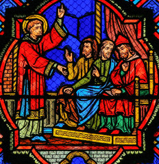Obraz na płótnie Canvas Preaching saint - Stained glass in Tours cathedral