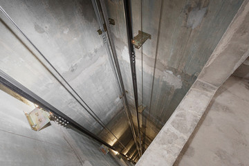 Lift shaft, during the construction of a multi-apartment high-rise building.