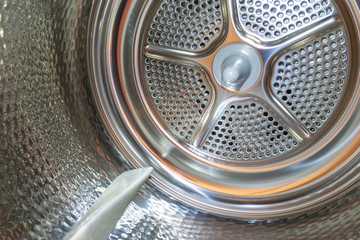 Inside of a tumble dryer - metal barrel