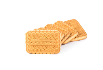 Square Russian biscuits. Isolated on white background.