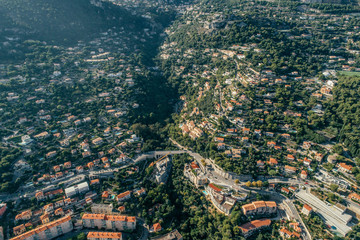 Obraz premium Mountains in Monaco Monte-Carlo city riviera Drone summer photo
