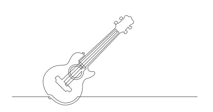 Animation of continuous line drawing of soprano ukulele with cutaway