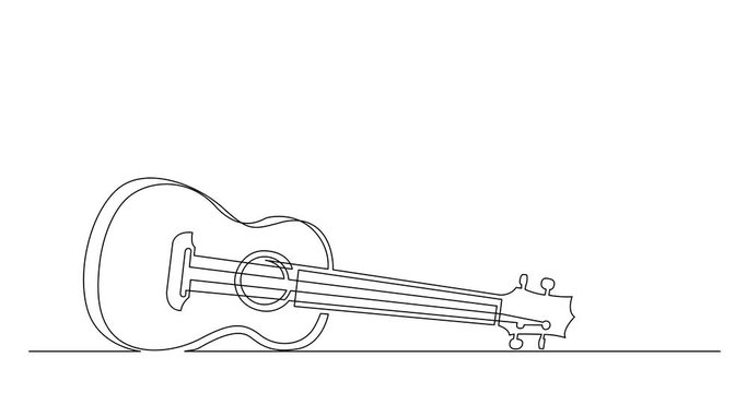Animation of continuous line drawing of traditional ukulele