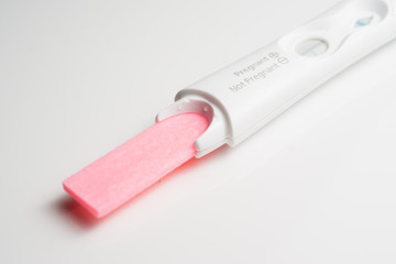Pregnancy test on white