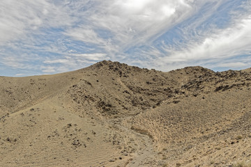 Mongolia, the Gobi desert - a sandy and stony hill.