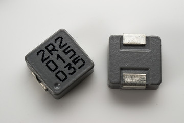 electronics part of Surface mount Inductor on white isolated background