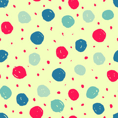 Vector abstract seamless pattern with hand drawn dots.