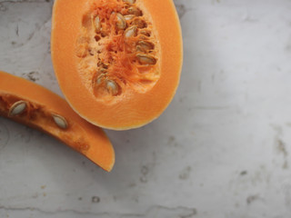 Pumpkin pieces on a white background