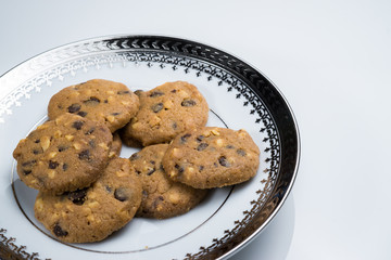 Chocolate Chip cookies on white isolated background