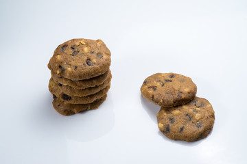 Chocolate Chip cookies on white isolated background