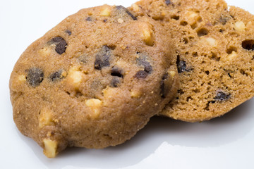 Chocolate Chip cookies on white isolated background