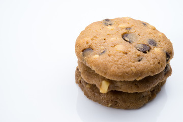 Chocolate Chip cookies on white isolated background