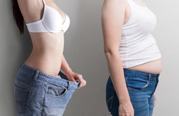 Deurstickers woman with abdomen loss concept © ryanking999