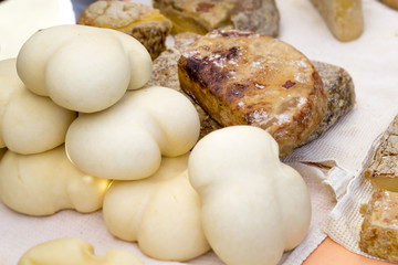 Various types of farm cheese. 
