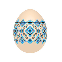 the easter egg with ukrainian cross-stitch ethnic pattern. pysanka ornament. isolated vector.