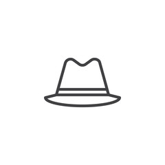 Bowler hat outline icon. linear style sign for mobile concept and web design. Mens hat simple line vector icon. Symbol, logo illustration. Pixel perfect vector graphics