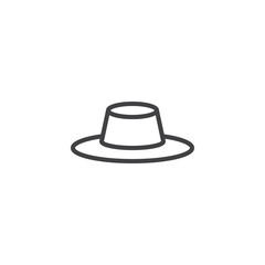 Mens Hat outline icon. linear style sign for mobile concept and web design. classic hat simple line vector icon. Symbol, logo illustration. Pixel perfect vector graphics