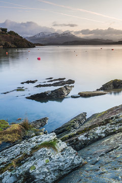 Borth Y Gest Beach at sunrise, Snowdonia National Park, Gwynedd, North Wales, Wales