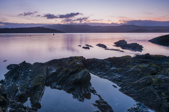 Borth Y Gest Beach at sunrise, Snowdonia National Park, Gwynedd, North Wales, Wales