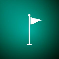 Golf flag icon isolated on green background. Golf equipment or accessory. Flat design. Vector Illustration