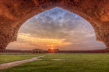 sunset over the fort