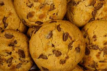 Background of the tasty chocolate chip cookies