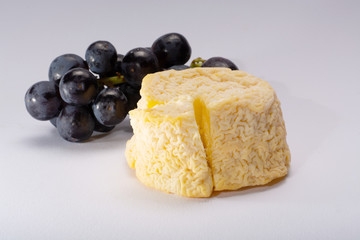 French AOC Langres soft cow crumbly cheese with washed rind structure made in Champagne-Ardenne region