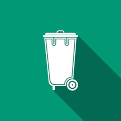 Recycle bin with icon isolated with long shadow. Trash can icon. Flat design. Vector Illustration