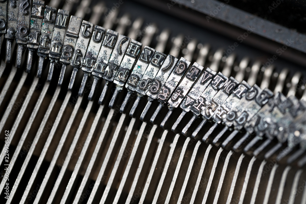 Poster close up of retro style typewriter in studio