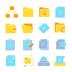 file, document and folder icons color design