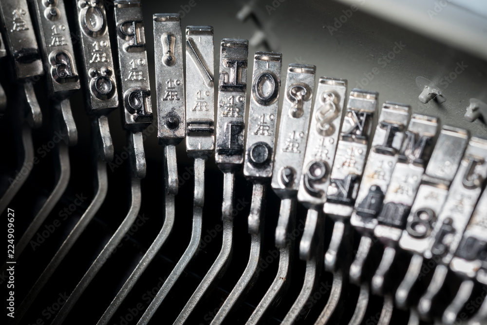 Poster close up of retro style typewriter in studio