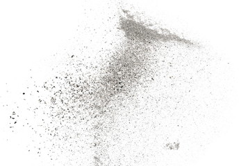 Ash isolated on white background, texture top view