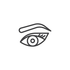 Woman's eye, eyebrow and eyelashes outline icon. linear style sign for mobile concept and web design. Makeup Look simple line vector icon. Symbol, logo illustration. Pixel perfect vector graphics