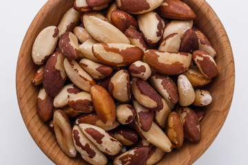brazil nut on a white acrylic background