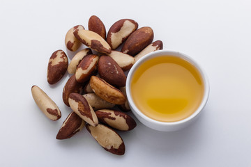 brazil nut on a white acrylic background