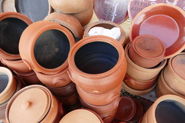 Turkey Anatolia water jug types, clay pots and casserole dishes made of clay,

